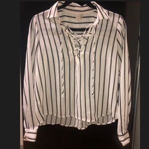 White and black collared shirt